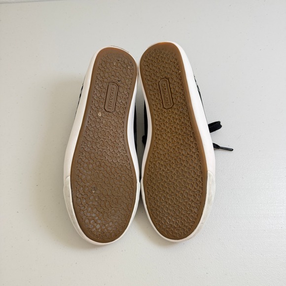 Coach VTG Barrett Black Canvas Signature Graphic Sneakers Silver Trim W 8 B - Picture 8 of 9